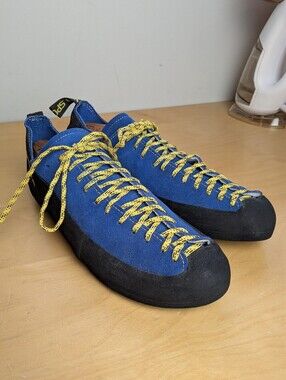 LA SPORTIVA Cliff Climbing Shoes Men Size 11.5 US Blue Yellow Outdoor Active
